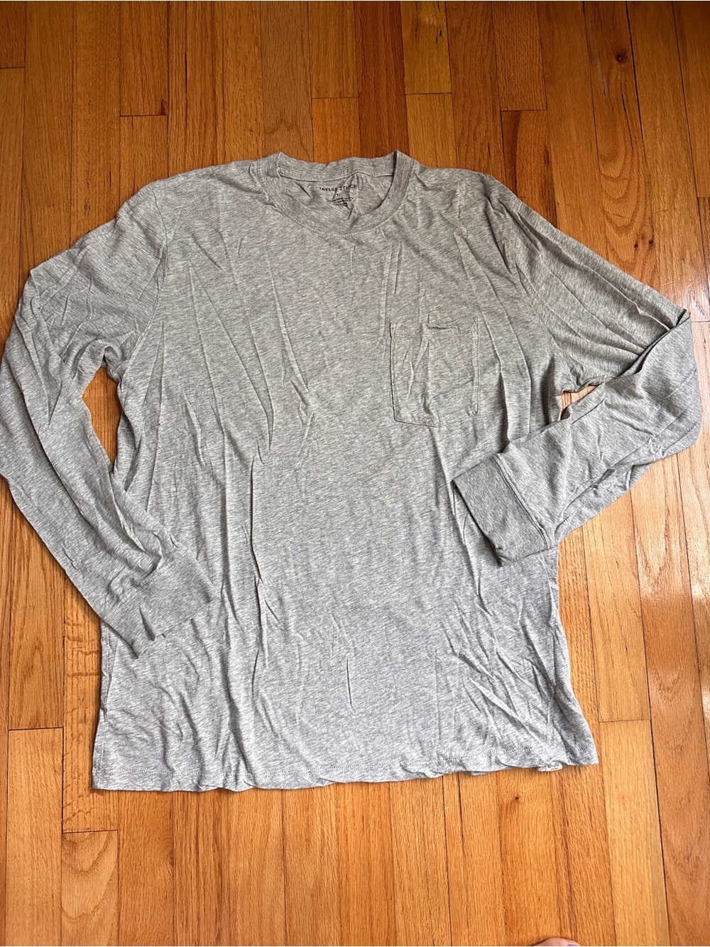 Taylor Stitch Cotton Hemp Long Sleeve Pocket Tee Gray Men's 42 Large